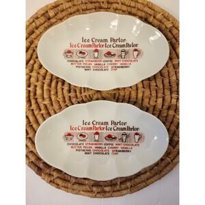 Vintage Ice Cream Parlor Set Of 2 Scalloped Dishes Plate National Silver Co.